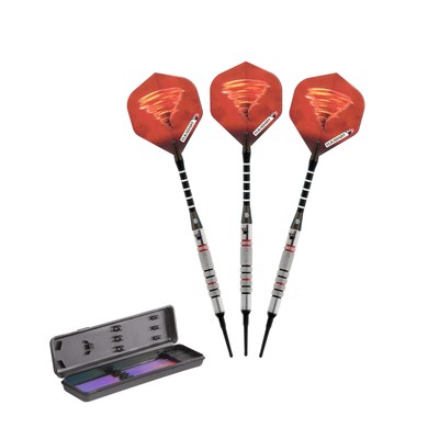 Elkadart Tornado 90% Tungsten Soft Tip Dart Set 3 Red and 4 Black Rings 18 Grams