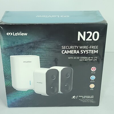 LaView N20 Security Wire-Free Camera System 2-pack 2K HD LV-KYW202 Motion NEW