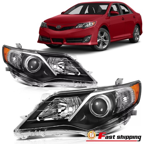 Fit 2012 2013 2014 Toyota Camry Halogen Projector Headlights Assembly Left&Right