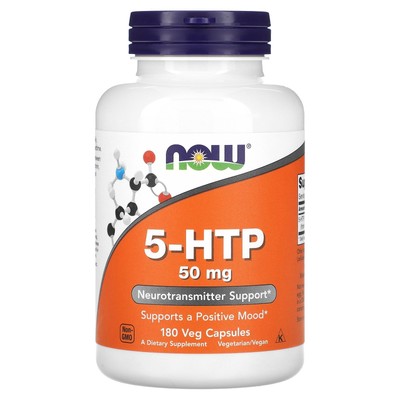 Now Foods 5-HTP 50 мг 180 растительных капсул с гарантией качества GMP, веганский, вегетарианский
