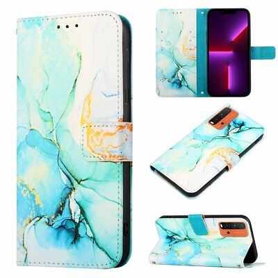 Case For Xiaomi Redmi 9T Leather Phone Protector Marble Cover Flip Wallet