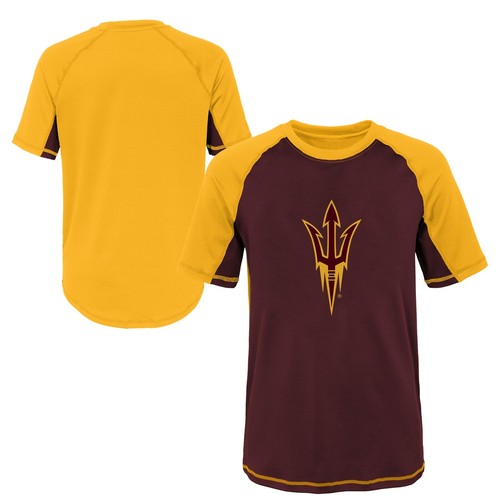 Outerstuff NCAA Молодежная рубашка штата Аризона Sun Devils Color Block Rash Guard