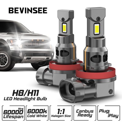 Bevinsee H11 H8 LED Headlight Bulbs 6000K Error Free for Honda Civic 2016-2022