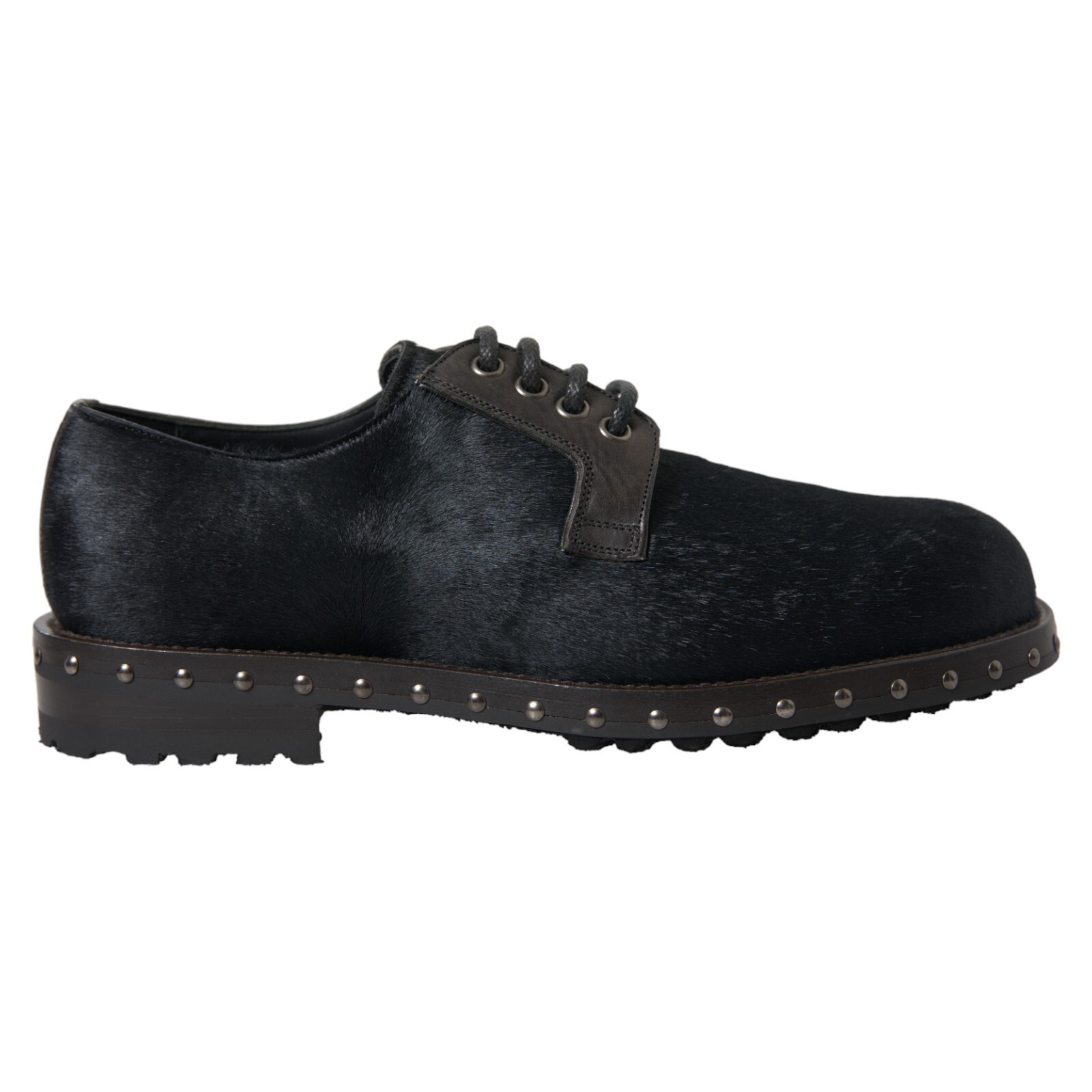 Pre-owned Dolce & Gabbana Shoes Dress San Pietro Black Stable Fur Derby Eu42 /us9 1120usd