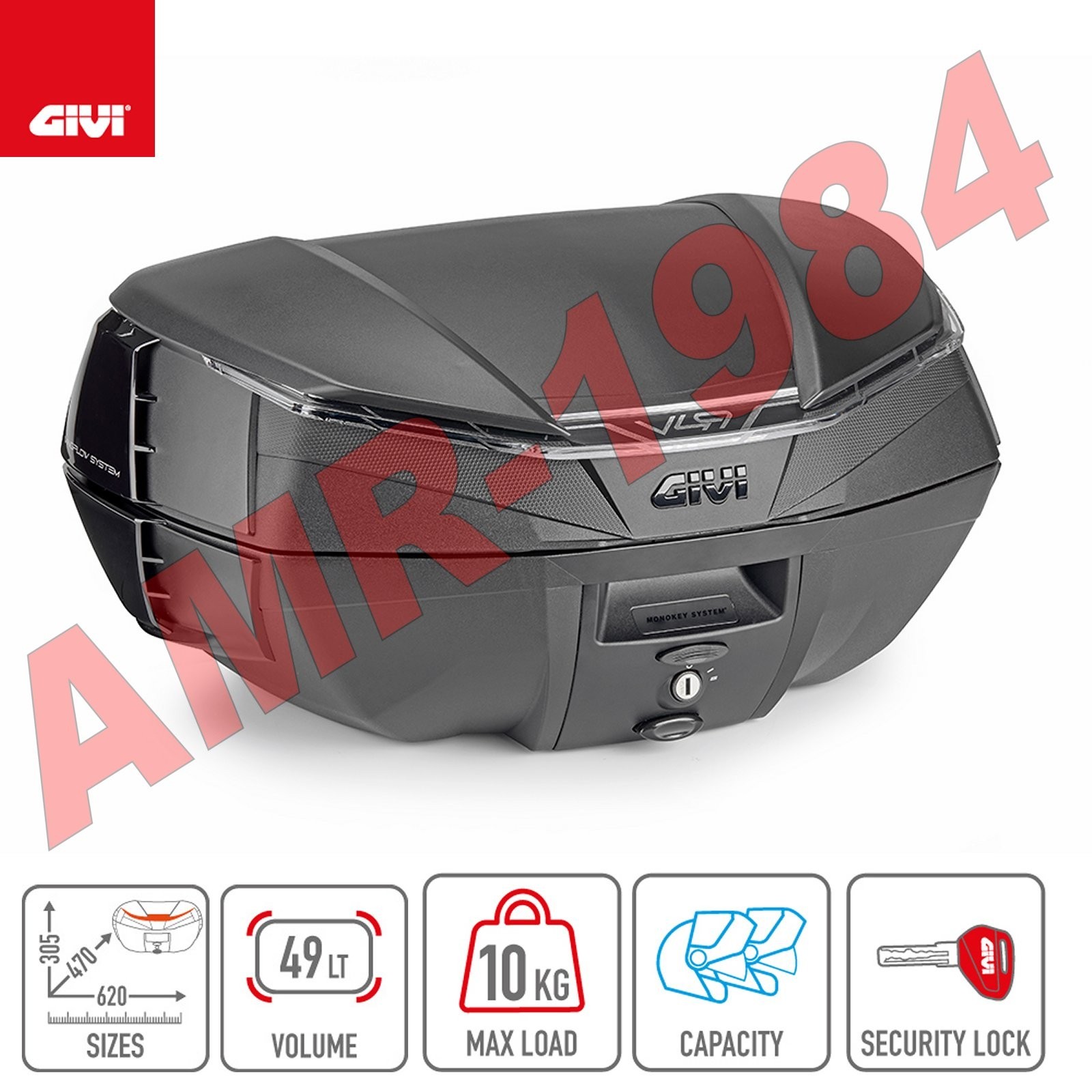 GIVI V49NB V49 AIR VALIGIA BAULETTO Wingflow System CON COVER NERE MONOKEY