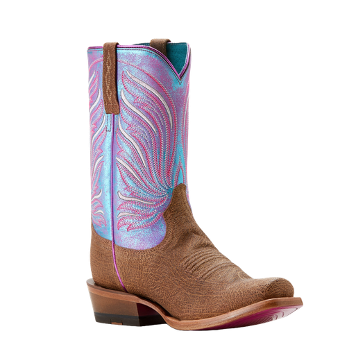 Pre-owned Ariat Ladies Futurity Dash Scratched Tan Western Boot 10053808 In Purple