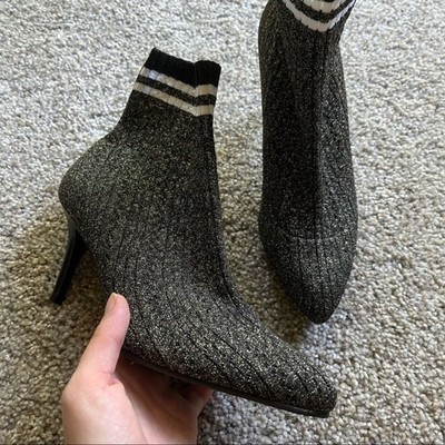 Stuart Weitzman Waverly metallic glitter sock booties