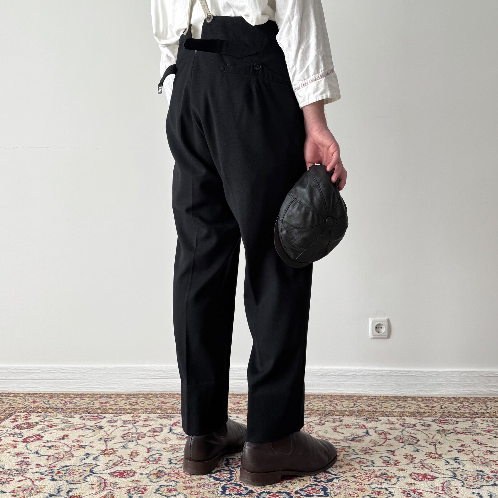 パンツ 50's Black Chambray Wool Slacks 1950s Black Chambray Wool Slacks