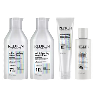 Redken Acidic Bonding Concentrate Shampoo, Conditioner, Leave-In Treatment SET