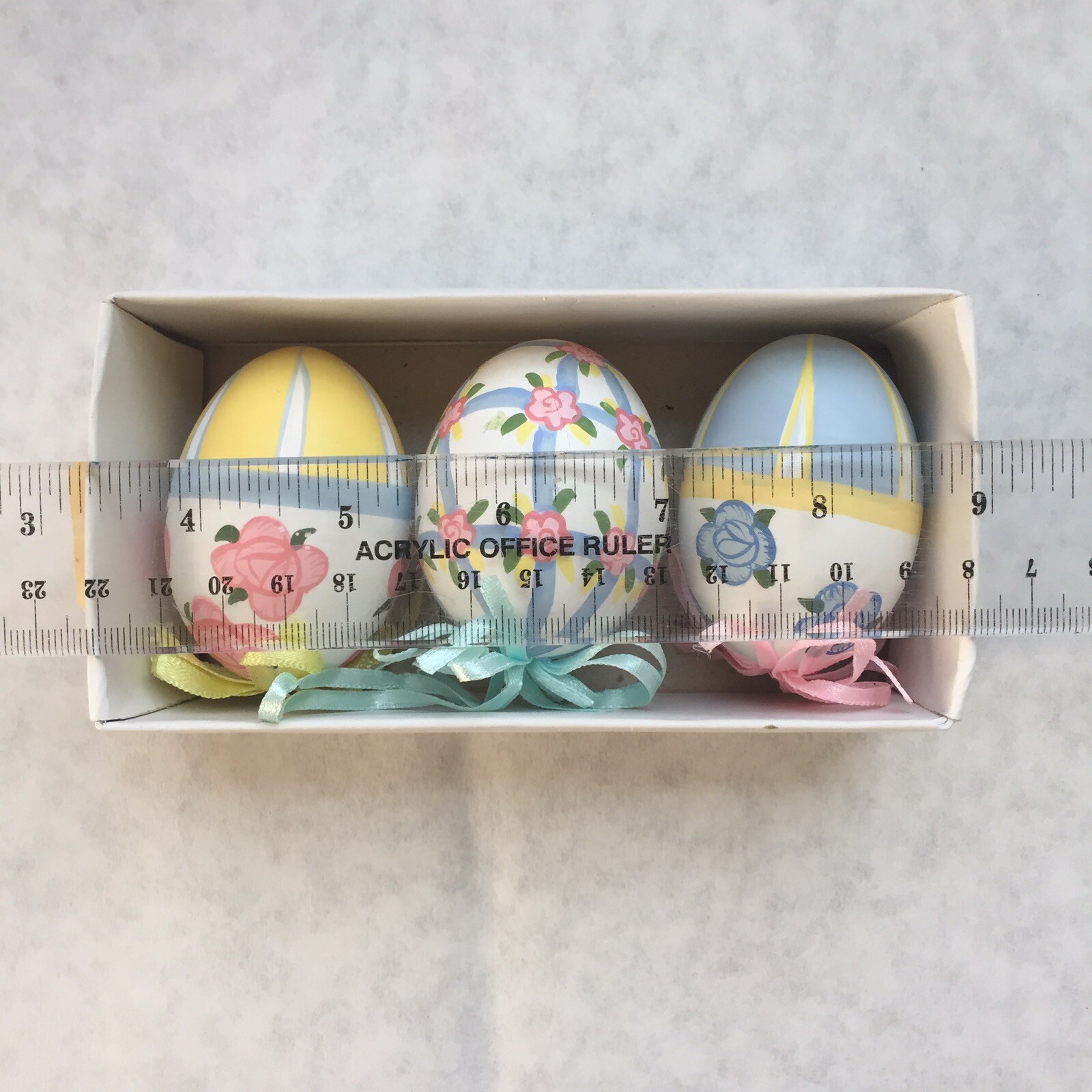 Set of 3 Painted Real Eggs, floral - 2 sets avail., Easter / spring ornament