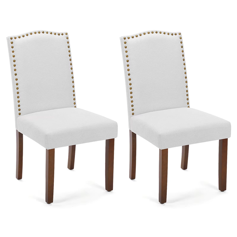 Set of 2 Dining Chairs, Padded Backrest, Upholstered Fabric,Thick Sponge Cushion