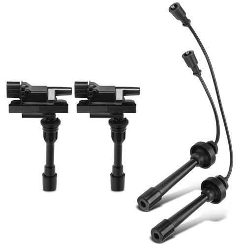 2x Ignition Coils & 2x Spark Plug Wires for Mitsubishi Eclipse Chrysler Dodge