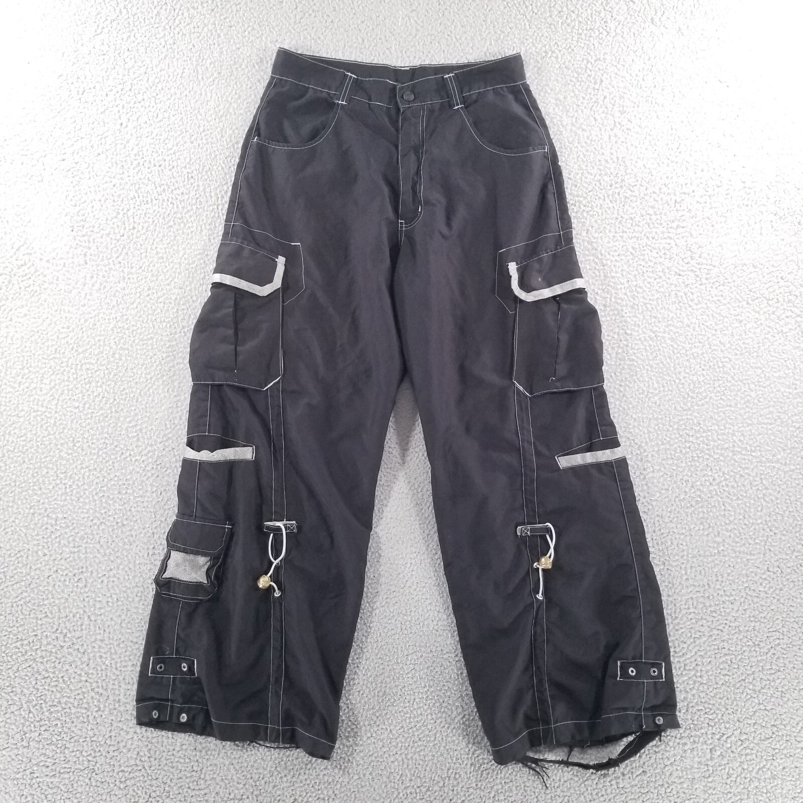 MacGear Pants 31x30 Black Cargo Distressed Wide Leg Baggy