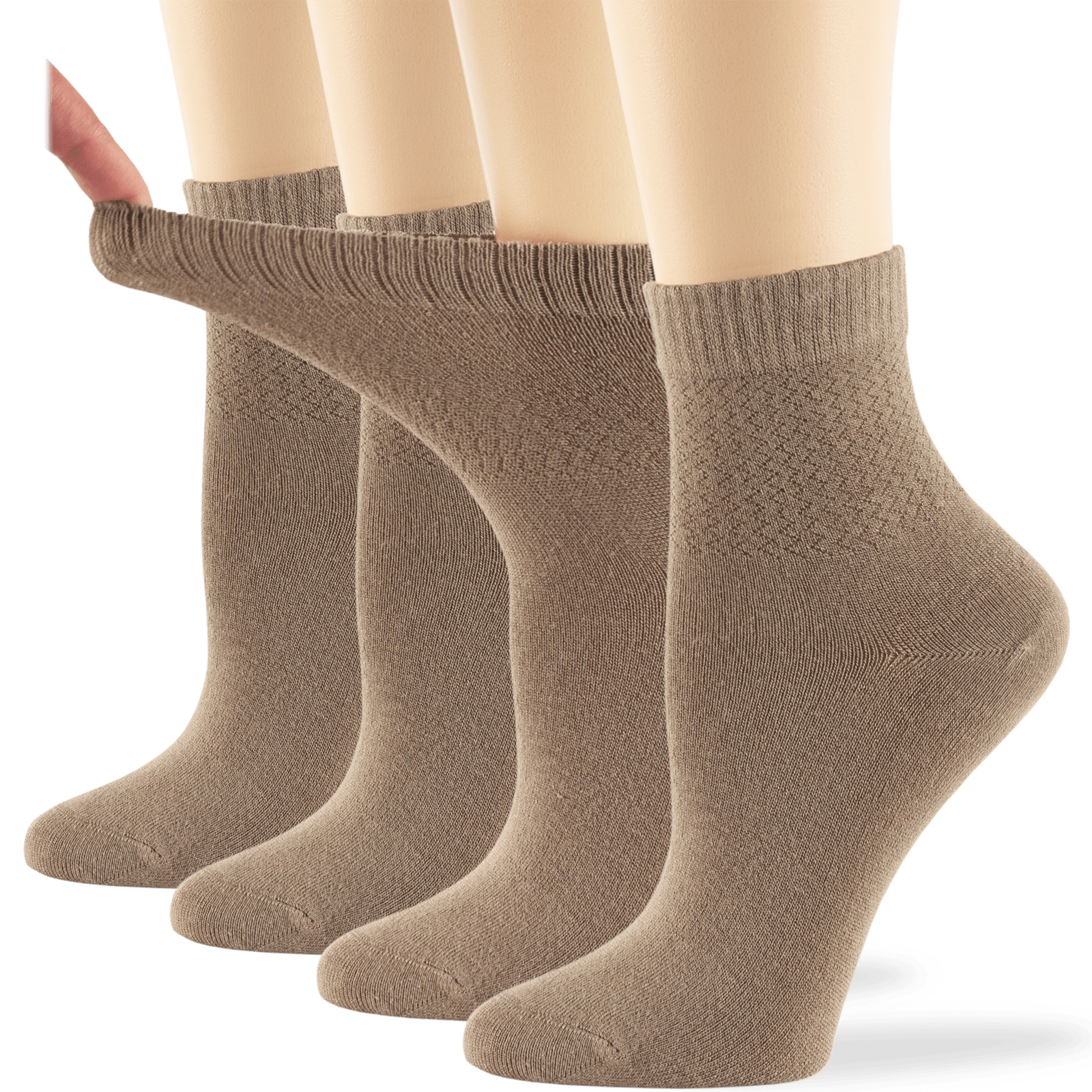 Women Diabetic Viscose From Bamboo Socks Quarter Loose 4 Pairs L 10-12 Beige