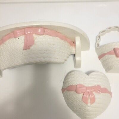 Antique Pink And White Shelf And Room Art Set For Little Girls Room 