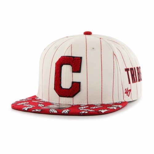 Мужские 47 Brand Cleveland Indians Captain Snapback - Белый/Красный