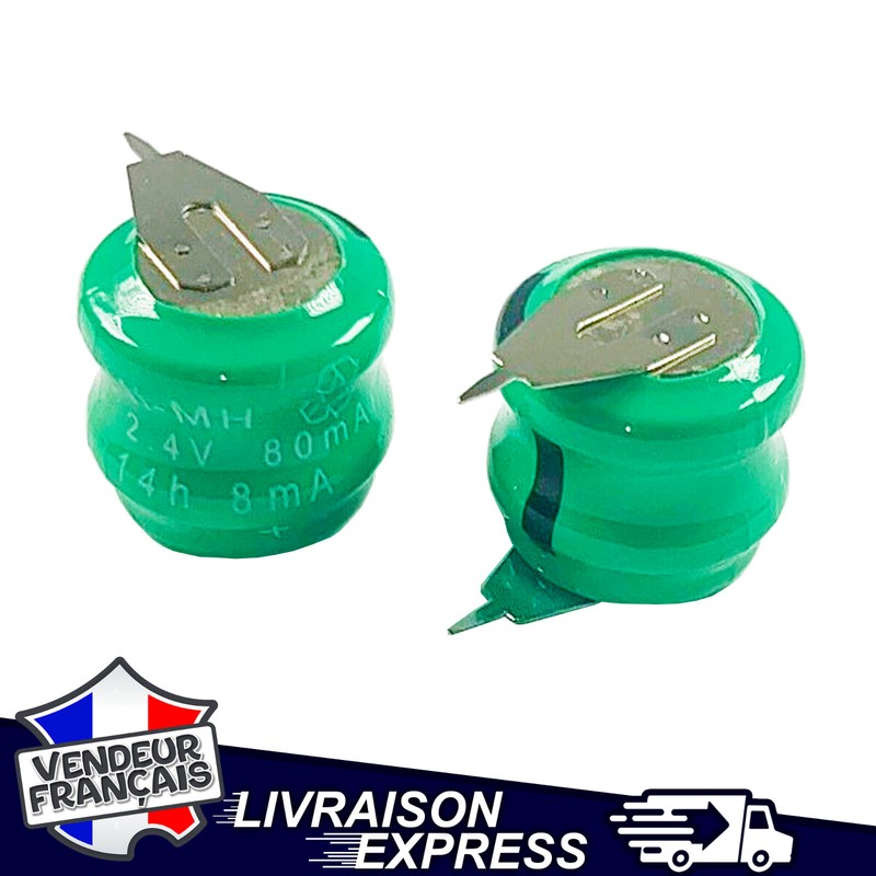 Pile Accus 80mah 2.4v Ni-Mh 8ma Rechargeable Avec PÂTe Broche A Souder (1800)