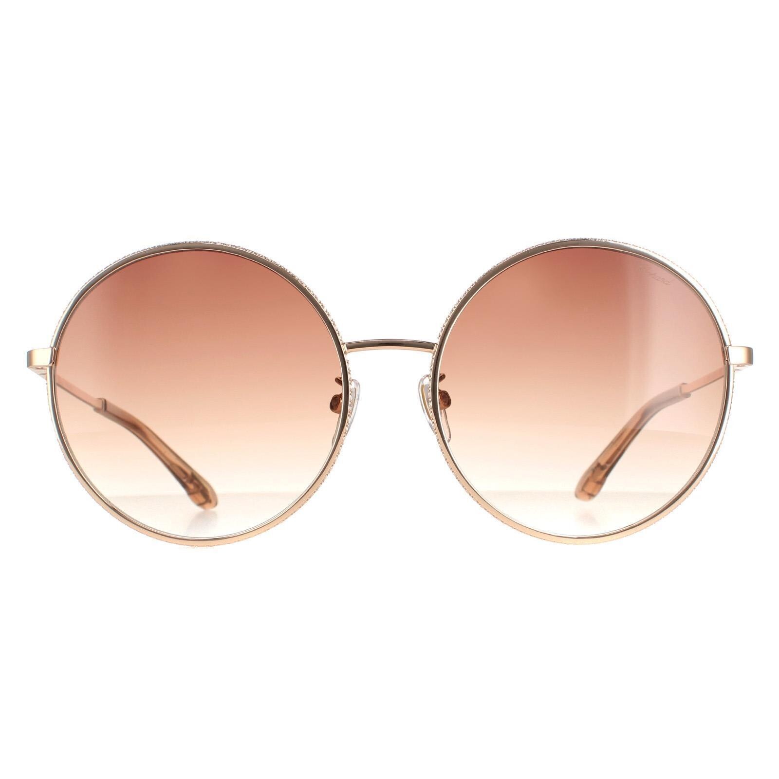 Pre-owned Chopard Sunglasses Schf11v 08fc 60 Shiny Copper Gold Brown Gradient