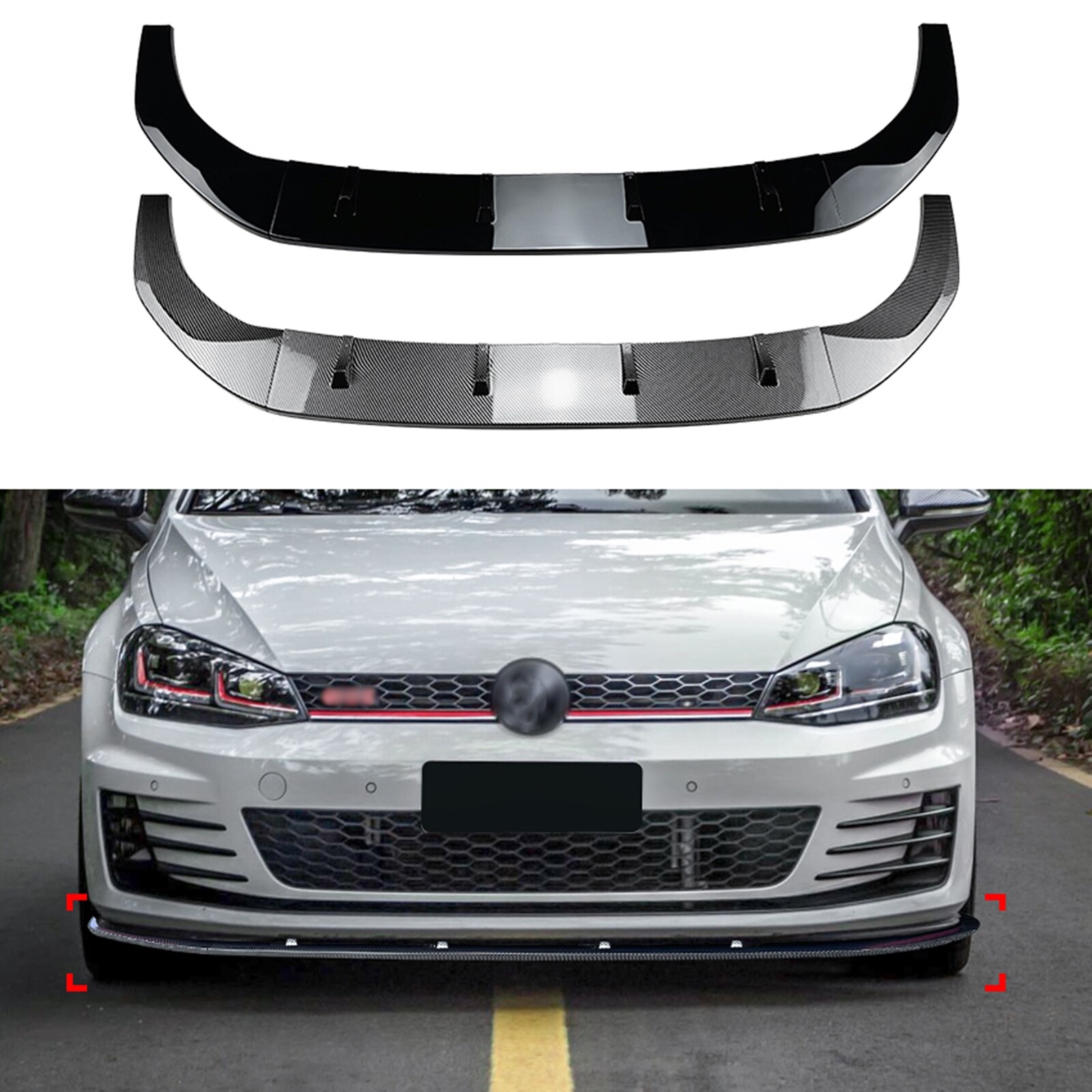 Front Bumper Splitter Lip For Volkswagen Golf 7 MK7 GTI R Rline 2013-2016 Black