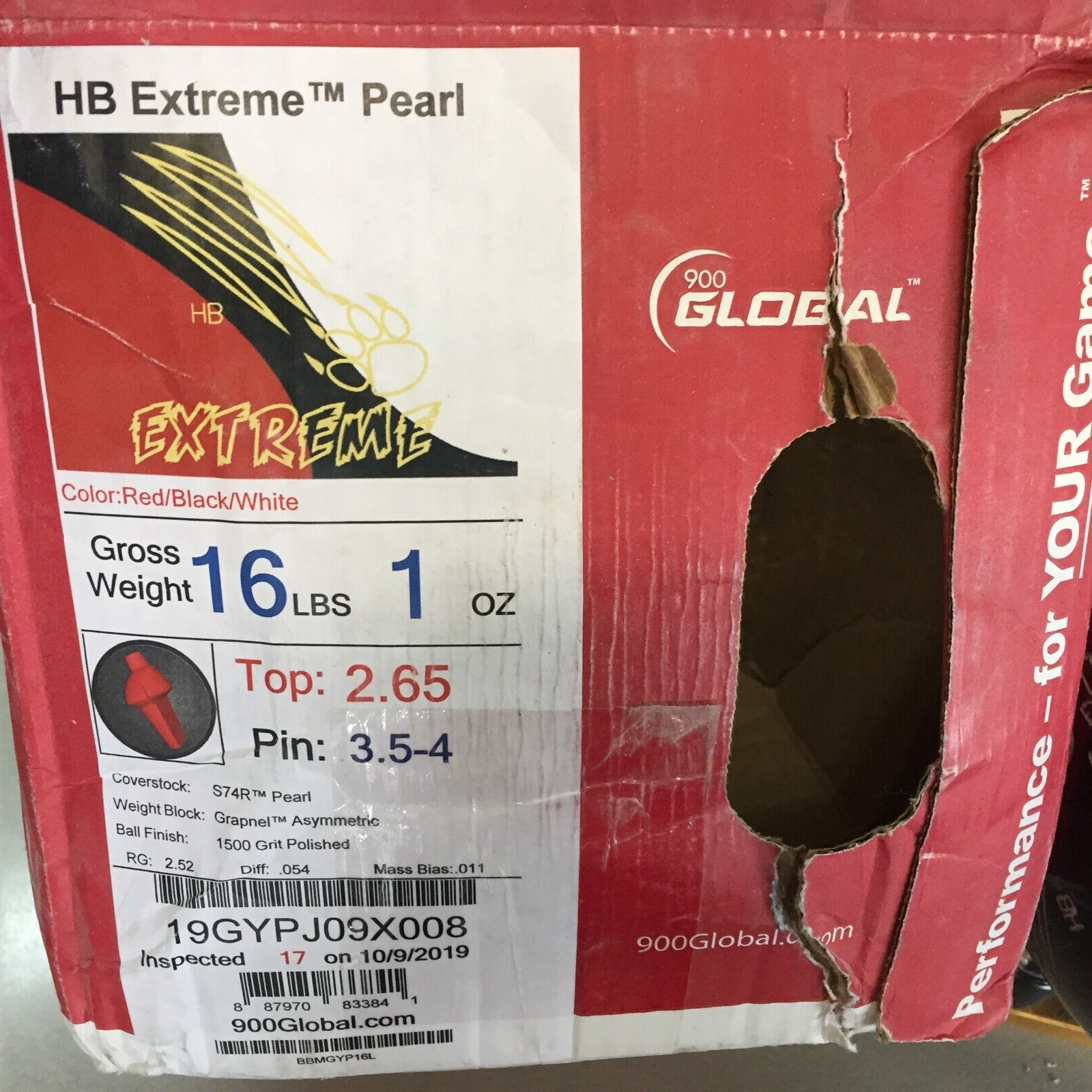 900Global Honey Badger Extreme  Bowling Ball 16 lb   new in box! 1st quality