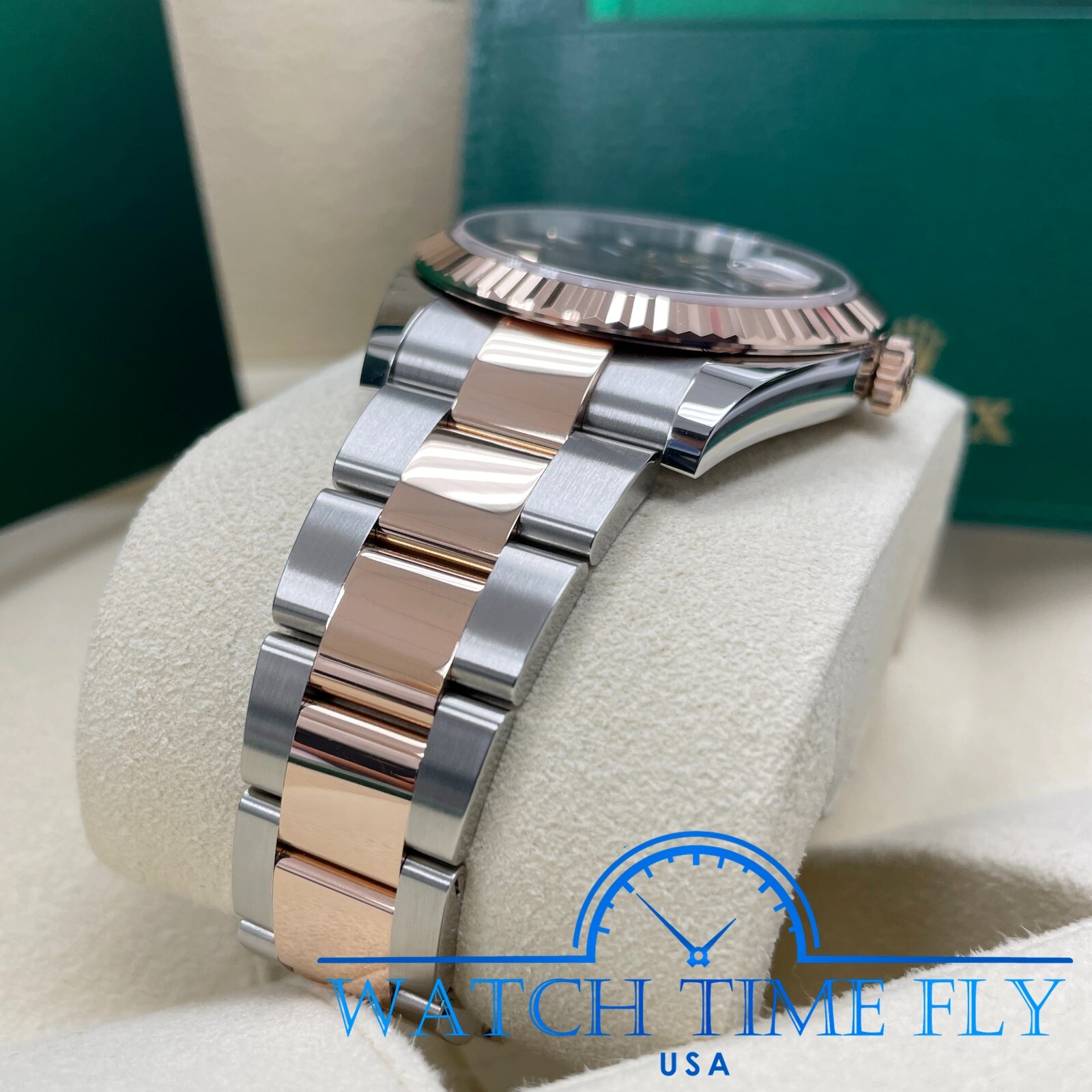 Pre-owned Rolex Datejust 41mm 126331 Two Tone Rose Gold Oyster Bracelet Chocolate Index