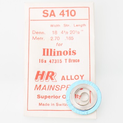 Illinois Alloy Mainspring for 16s No. 47315 New Old Stock HR SA 410 Swiss Made