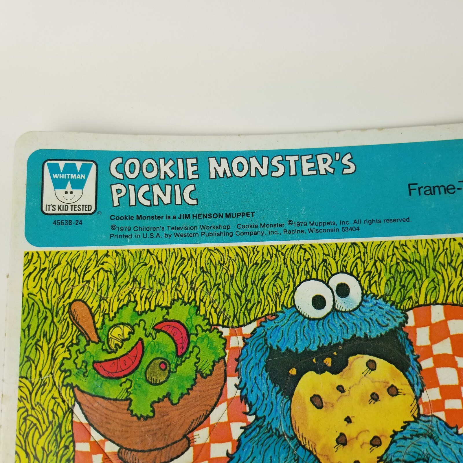 1979 Whitman Muppets Sesame Street Cookie Monsters Picnic Frame Tray Puzzle VTG