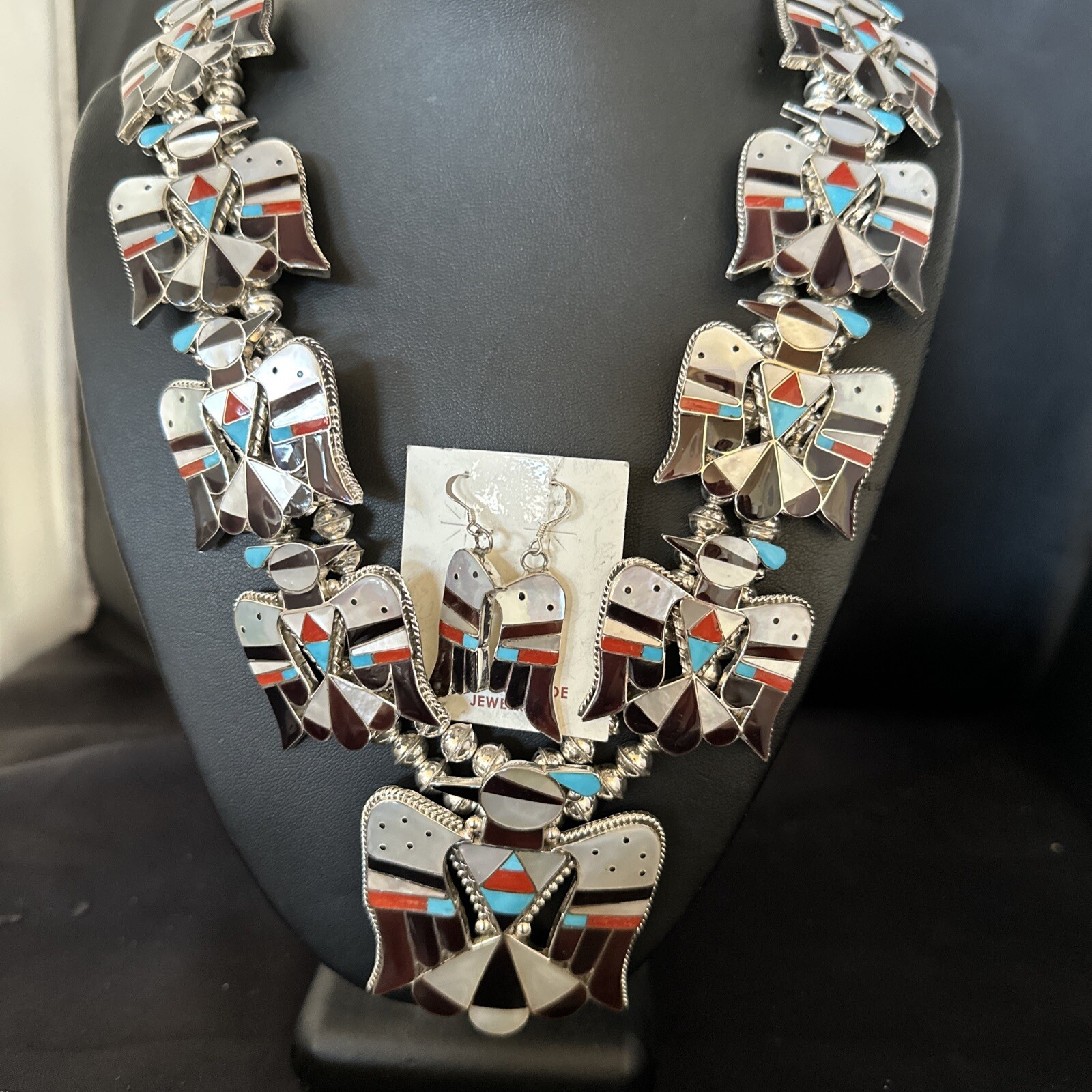 Turquoise Abalone Thunderbird Zuni Sterling Silver Squash