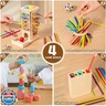 Montessori Toys for 3 Year Old Fine Motor Skills Toys for 5 Year Old Wooden Board Game - Educational Toys with Colorful Sticks, Dice and Stones, Christmas Family Game Gifts for Age 4 5 6 7 8 Boys Girls