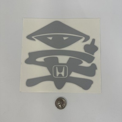 RARE Vintage Honda Logo Devilman Vinyl Decal JDM Funny SILVER 6.5" x 6.875"