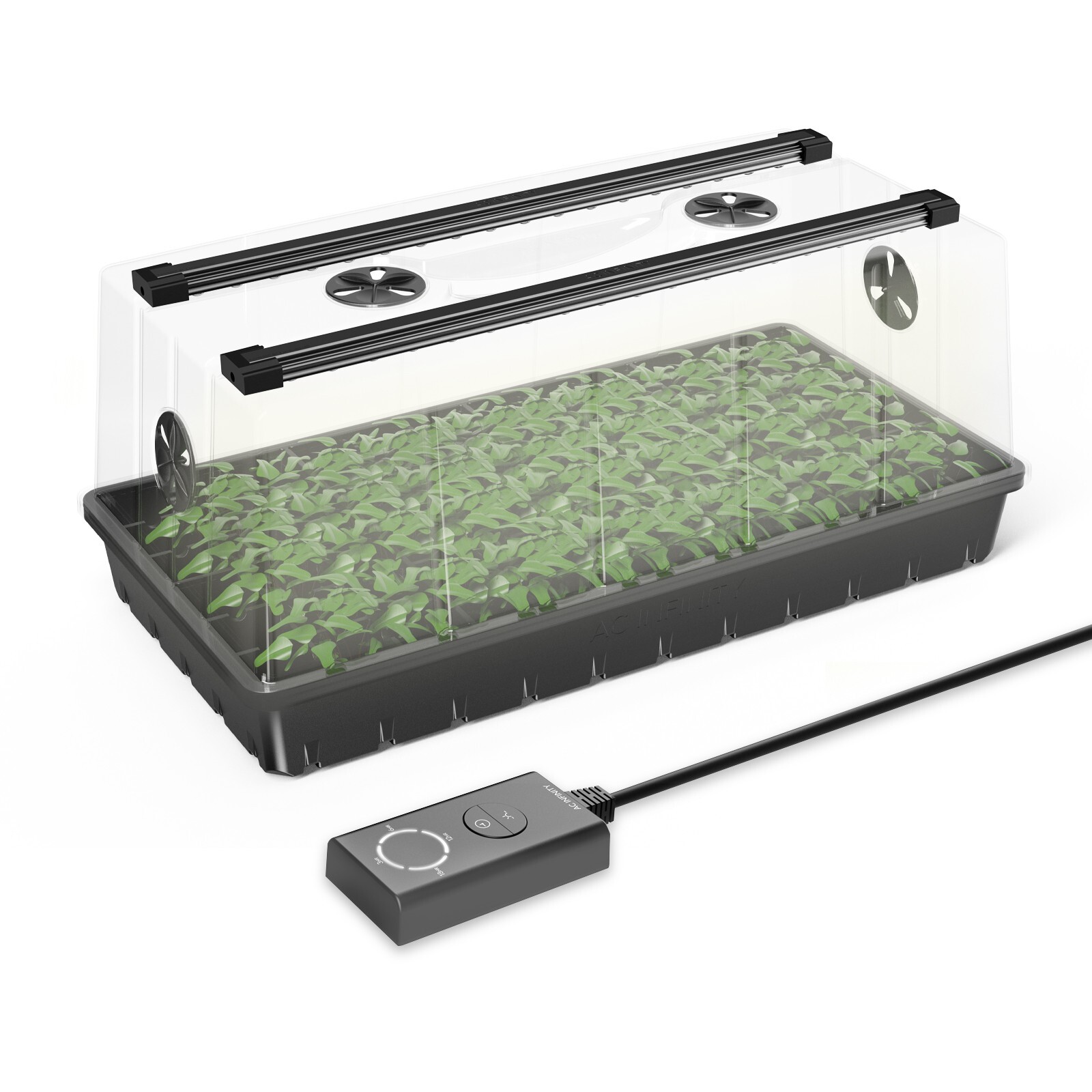Large Humidity Dome Germination Kit with LED Grow Light Bars, 6x12 Cell Tray