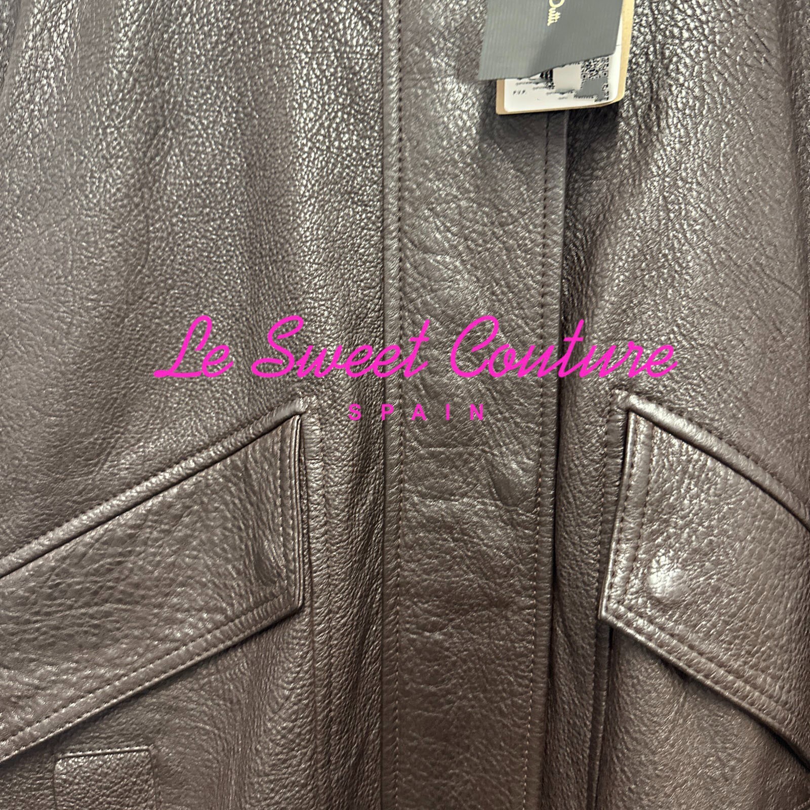 Pre-owned Massimo Dutti Woman Fw24 Textured Nappa Leather Jacket Double Pocket 4708/818 In Brown