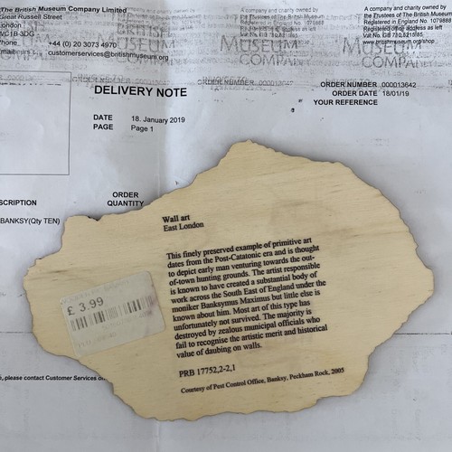 BANKSY Peckham Rock British Museum Pest Control W/PAPERWORK Wood Print  AUTH