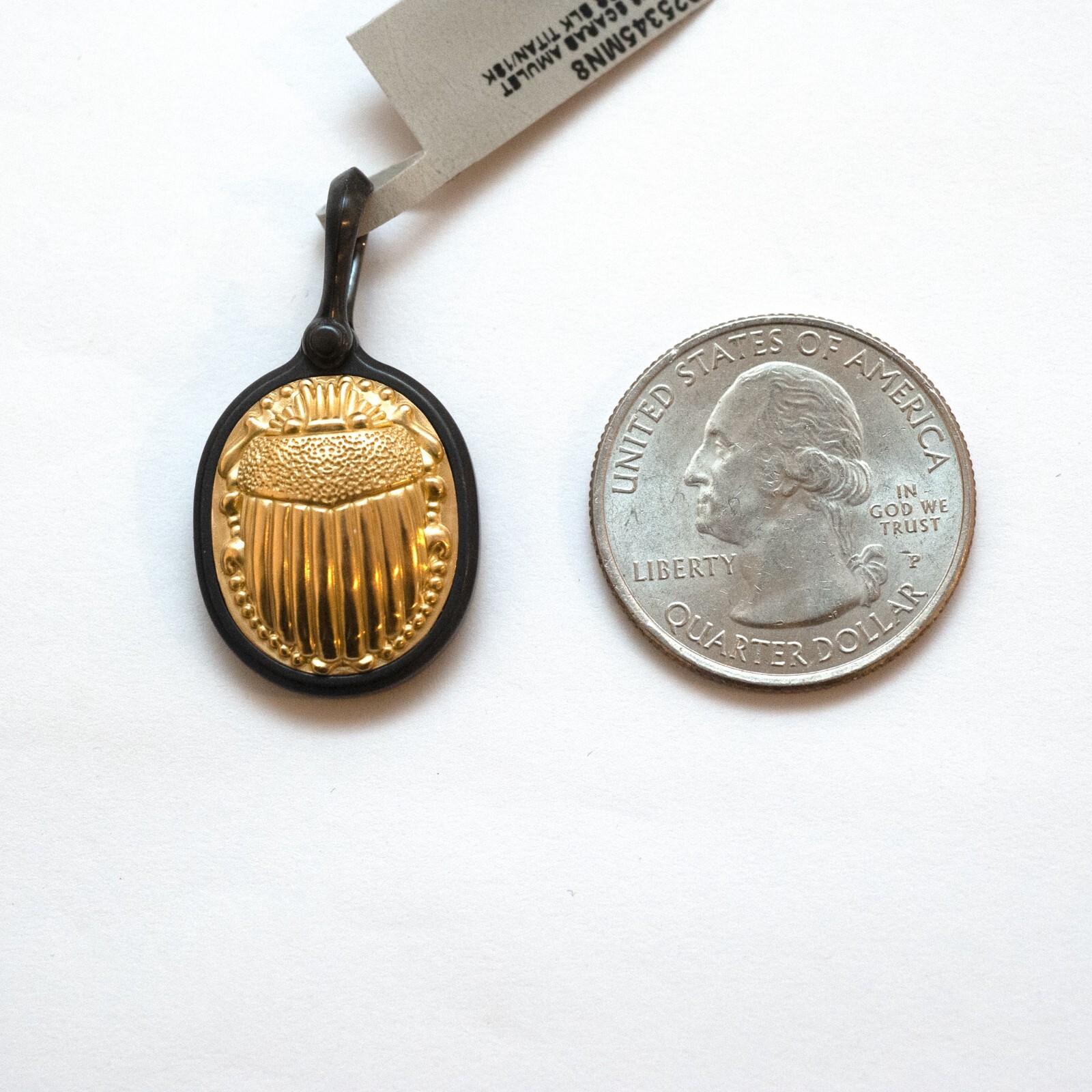 Pre-owned David Yurman Mens Petrvs Scarab Amulet Enhancer In Black Titanium & 18k Gold In Yellow