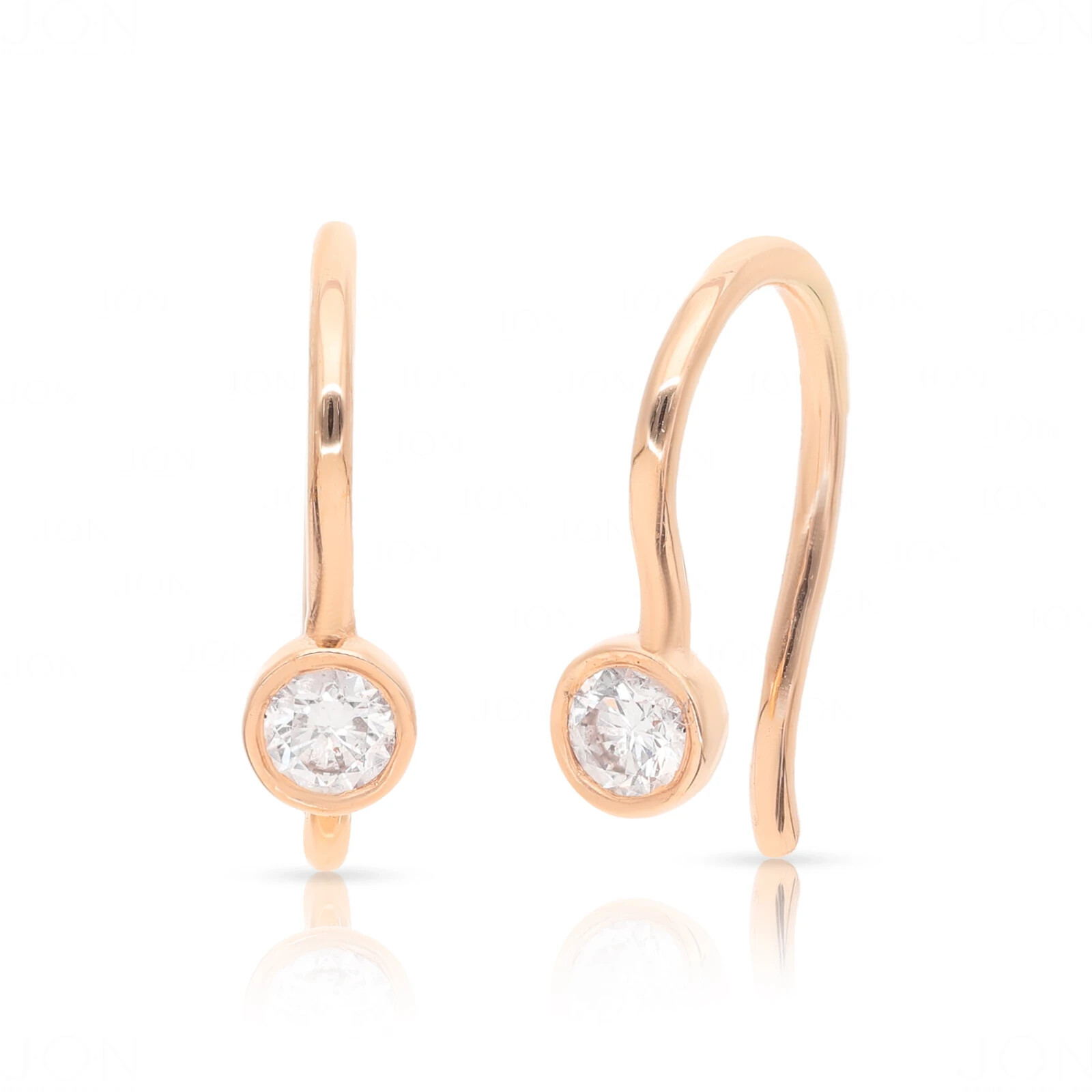 Pre-owned J.o.n 14k Gold Genuine Bezel Diamond Studs Fine Jewelry Earrings In White/colorless