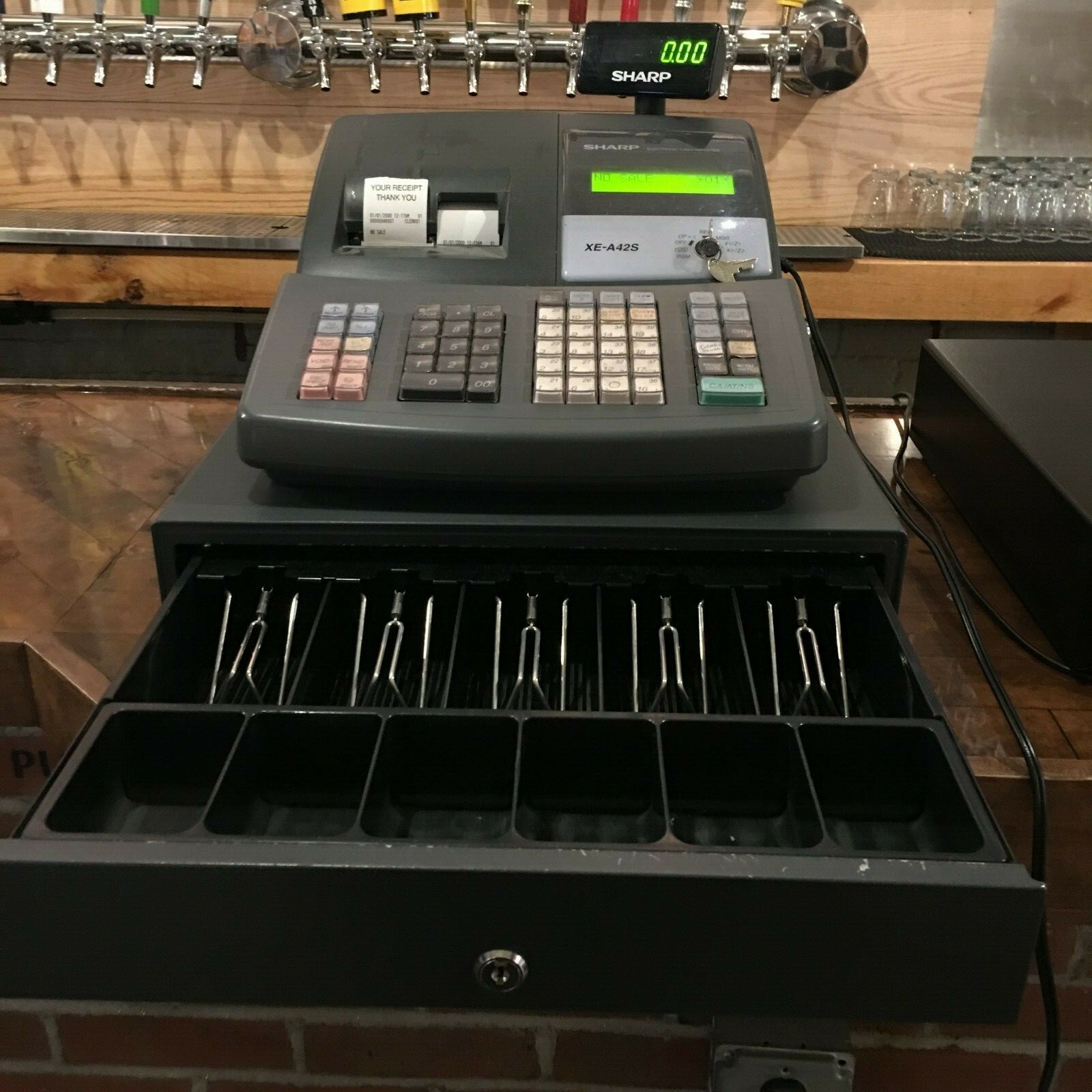 Sharp XE A42S Electronic Cash Register, Key & Thermal paper Included