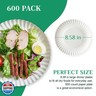 JOLLY PARTY 8.5 inch Paper Plates Uncoated,600 Count Everyday Disposable Plates, Light Weight Paper Plates White, Round Dinner Plates, Large Plate Lunch, for Home and Office