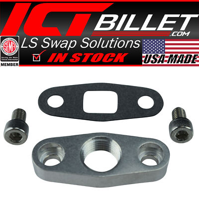 ICT Billet GT45 Billet Turbo Oil Return Drain T4 Flange 1/2npt Outlet