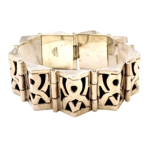 アクセサリー FIFTH Silver Bracelet SQ-001 TAXCO Vintage Taxco Quinto Mexico Sterling Silver Leaf Design Link