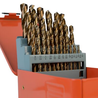 29-Piece 1/16''-1/2'' M35 Cobalt Drill Bits, Jobber Length Twist Drill Bit Set ...