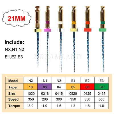 6pc Endodontic Dental Endo Files X3-Pro Gold Taper Root Canal Rotary Files NITI