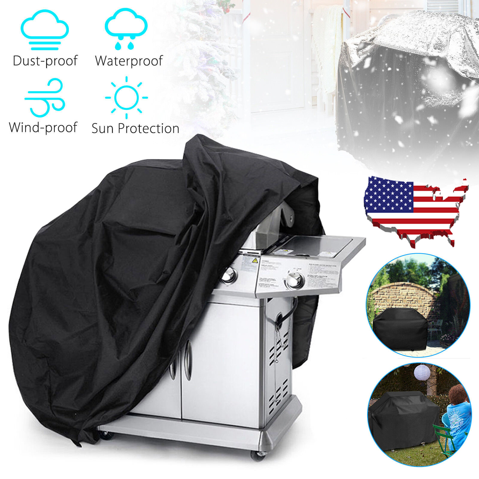 BBQ Gas Grill Cover 57 Inch Barbecue Waterproof Outdoor Heavy Duty Protection