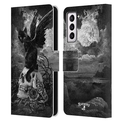 OFFICIAL ALCHEMY GOTHIC CATS LEATHER BOOK WALLET CASE COVER FOR SAMSUNG PHONES 4