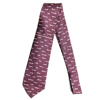 BVLGARI 7-fold Red Dachshund Wiener Dog 100% Silk Made in Italy Neck Tie - RARE