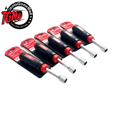 5 x Milwaukee 1/2'' Hollowcore Magnetic Nut Driver Socket 48222526