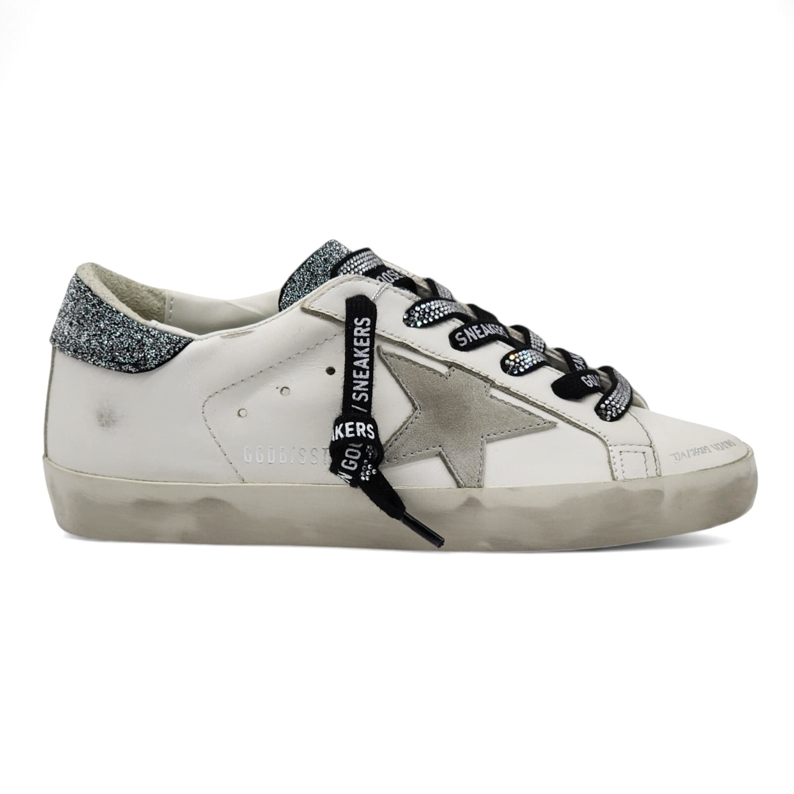 Pre-owned Swarovski Golden Goose Superstar Classic Sneakers With  - Leather - White $985