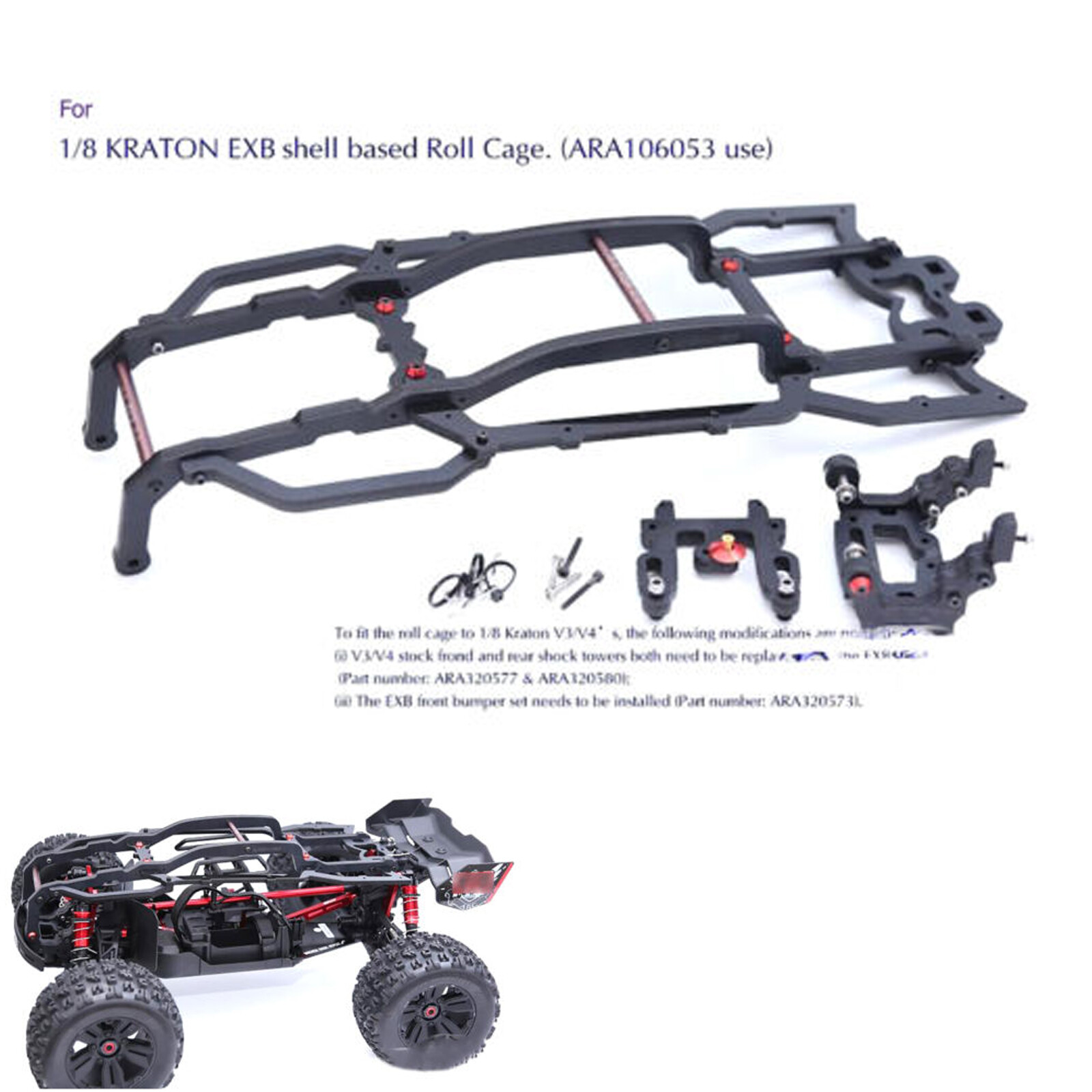 MAT ドロボン(赤外線カンテラVer.) Nylon Shell Based Roll Cage Frame for ARRMA KRATON EXB 1/8 RC Car