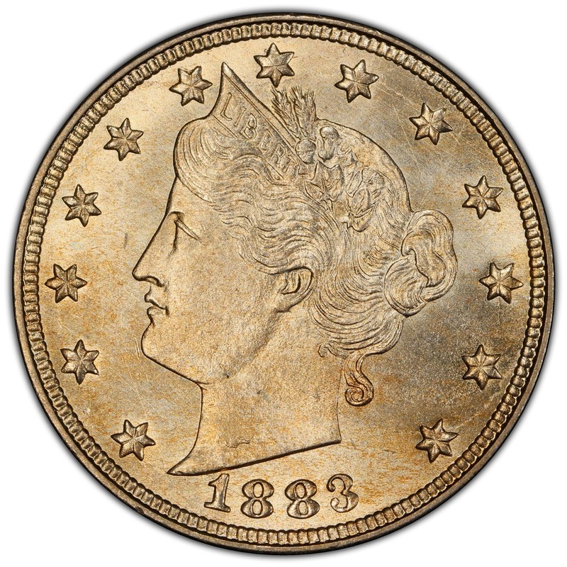 1883 5C No CENTS Liberty Nickel - Type 1 No
