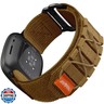 Bandletic Tactical Rugged Bands Compatible with Fitbit Versa 4 Bands, Soft Durable Military Nylon Solo Loop Sport Straps for Fitbit Versa 4/Sense 2/Sense, Large, Tan