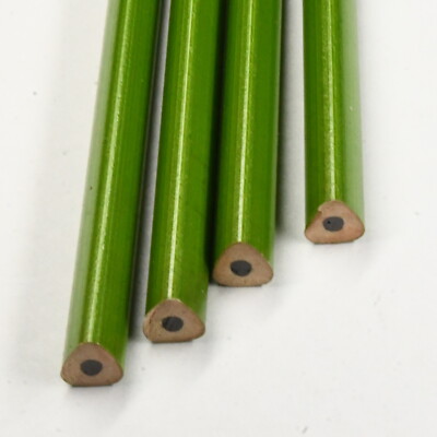 4 Vintage Berol Empire Triangles Pencils Metallic Green Body - No. 2 Black Lead